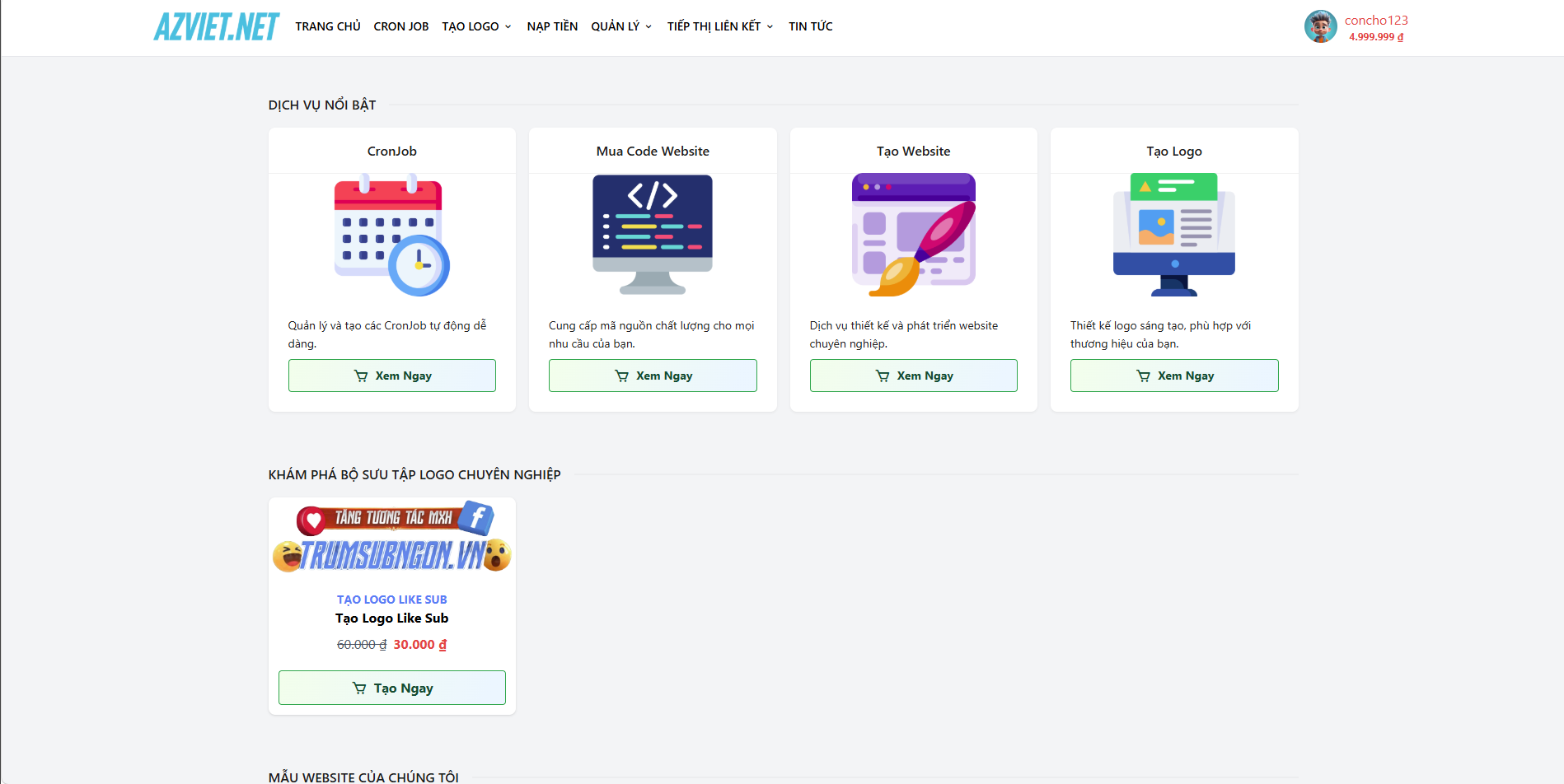 Code tạo web, bán code, tên miền, tạo logo miễn phí